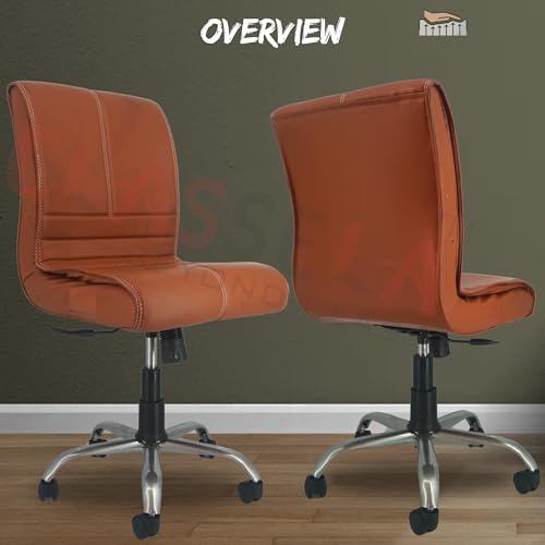 Image of NEWTURN Maxson ARMLESS (PRE-Assembled) with Heavy Duty Metal Stand Ergonomic Premium Leather Revolving Office Chair with 1 Years Warranty(TILT pushback Mechanism)