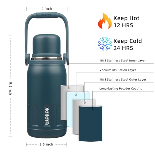 Image of BJPKPK Stainless Steel Insulated Bottle with Handle & Strap, 27oz