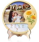 Boîte D'Ombre Personnalisée Pour Maman - Cadre Cœur Fleurs Séchées Avec Nom