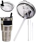 Travel Mug Sip Straw Lid 30 oz Flip Suction Replacement Top Cap Vacuum Insulated Tumbler Rambler...