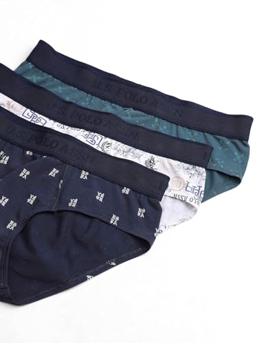 Image of U.S. Polo ASSN. Mens OEB16 Low Rise Printed Underwear Briefs - Pack of 3