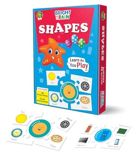 Image of The Book Tree Bright Brain Shapes Puzzle - Learn & Recognise Shapes with 40 Puzzle Pieces - Engaging Activity for Kids Age 3+ - Gift Box by Majestic Book Club