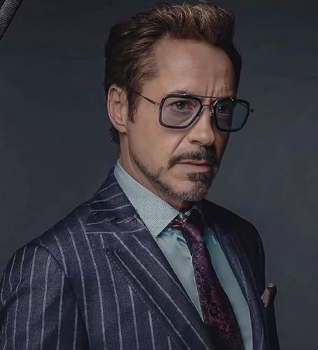 Tony Stark Polarized Sunglasses for Men – Women Vintage Aviator Square Metal Frame Iron Man Edith Glasses3