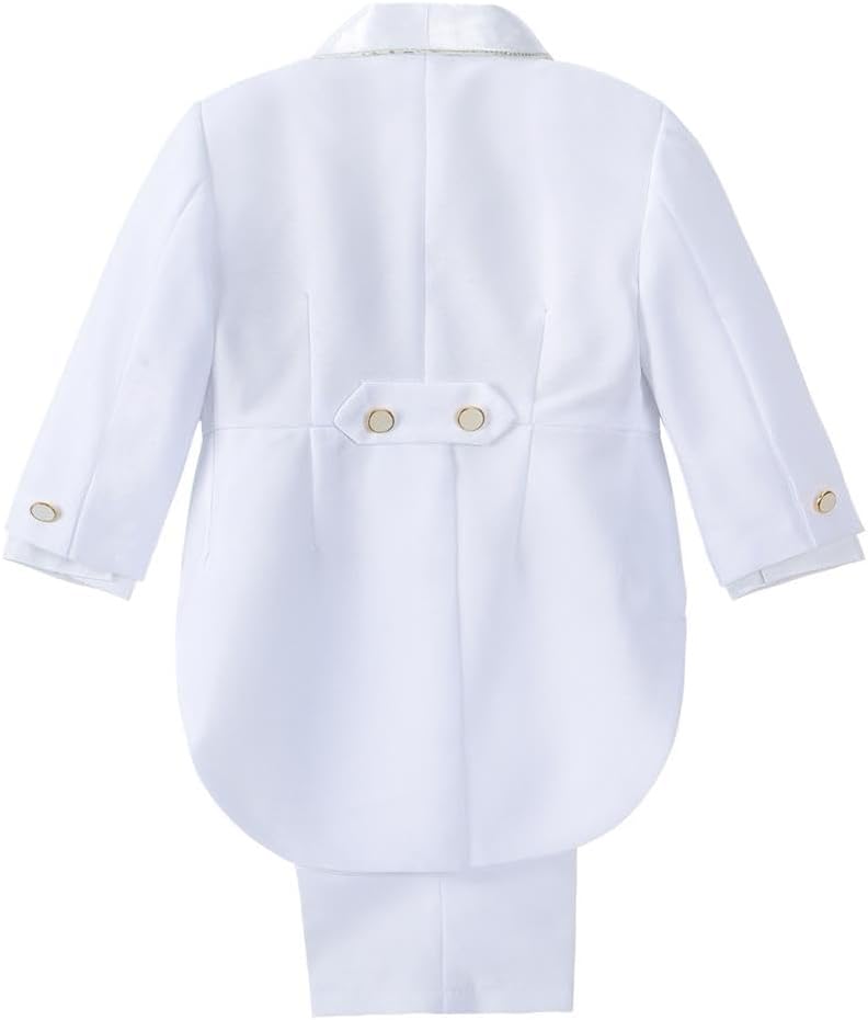 Lito Angels Baby Boys' Jacquard Classic Tuxedo Suit Formal Suits Wedding Outfit 5 Piece Set 015