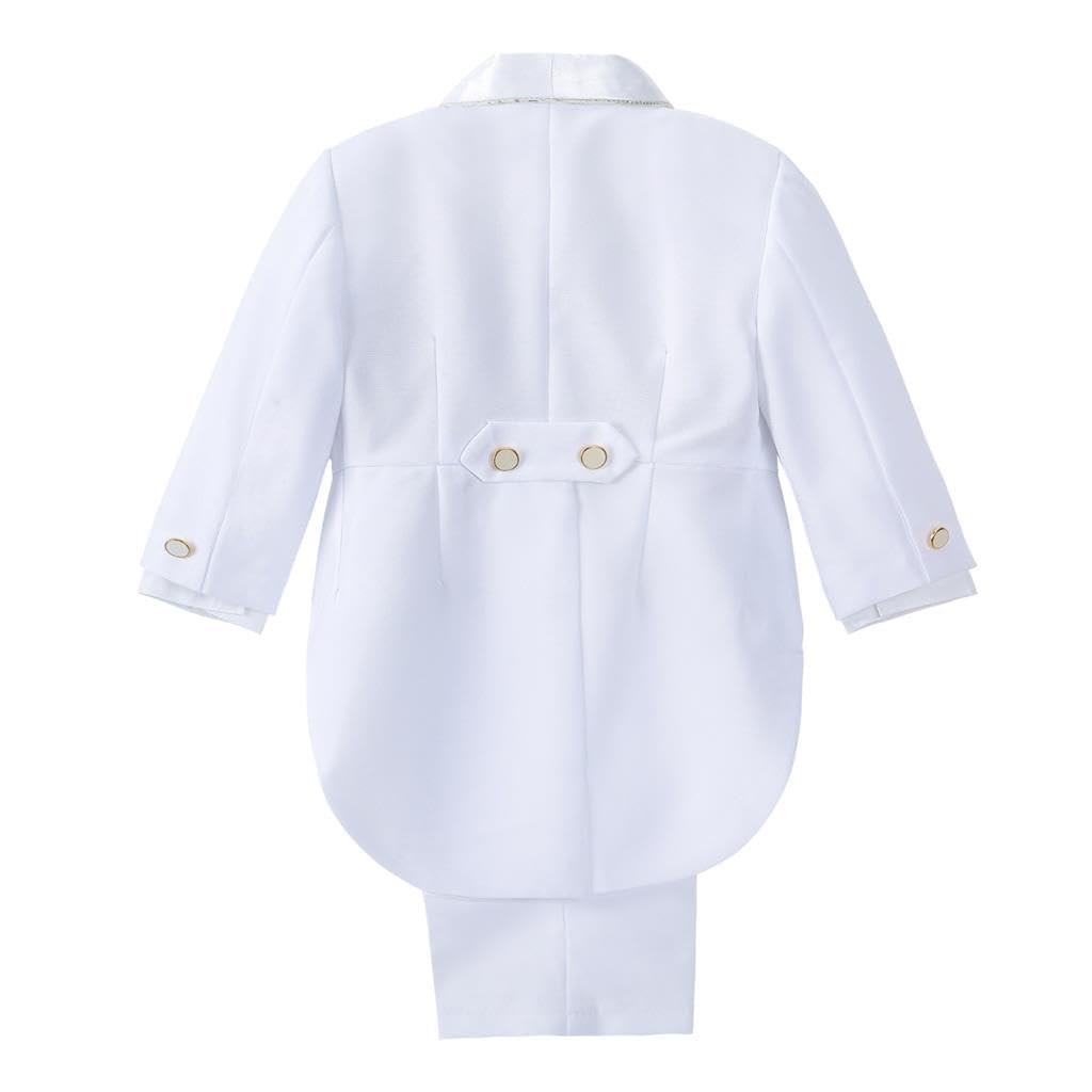 Lito Angels Smoking per Bambino Bimbo, Set da 5 Pezzi (Giacca, Camicia, Jacquard Gilet, Pantaloni e Papillon), Nero e Oro