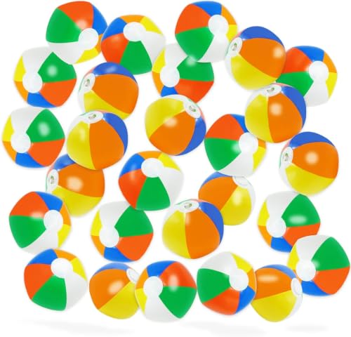 4E's Novelty Mini Beach Balls Bulk 100 Pack, Summer Pool Party Favors for Kids, Inflatable Pool Toys, Hawaiian Luau Party Decorations Goodie Bag Fillers, End of Year Student Gifts from Teacher