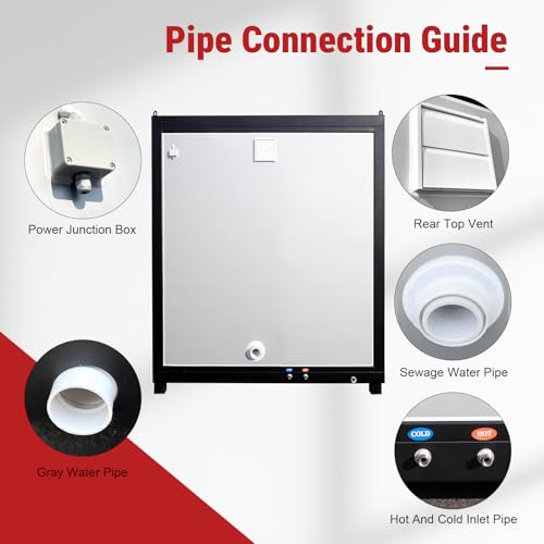 Image of Portable Toilet Cabin, Outdoor Shower Room with Adjustable Shower Head, Sink, Lights and Ventilation Fan, Mobile Restroom for Construction Sites, Camping, Events and Remote Locations