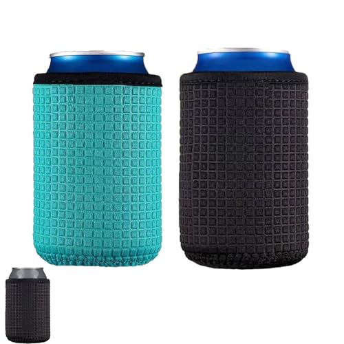 YALIYU Can Cooler, 2 PCS Beer Can Bottle Cooler Sleeve, Can Sleeves for Drinks Cans, Insulators Holder Non-Slip Bottle Cooler for Cola Beer Water Bottle Sleeve(Black Blue), Can Holder