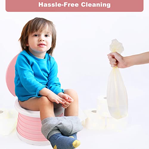 Travel Potty, Tinabless Foldable Potty Seat For Toddler Travel, Portable Potty, Reusable Travel Toilet Potty Training Seat, Travel Potty Seat For Car, Camping, Outdoor, Indoor (Pink) #TOP5