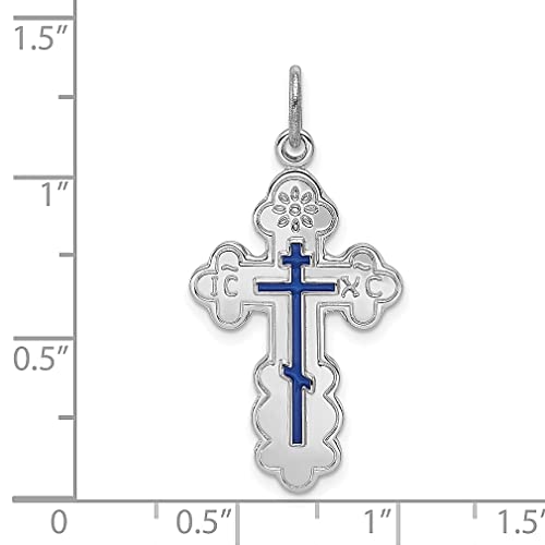 925 Sterling Silver Eastern Orthodox Blue Enamel Cross Religious Pendant Charm Necklace Fine Jewelry For Women Gifts For Her #TOP2