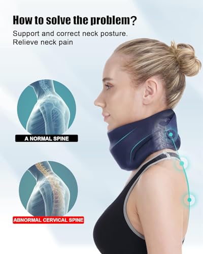BLABOK Neck Brace for Sleeping - Cervical Collar Relief Neck Pain and Neck Support Soft Foam Wraps Keep Vertebrae Stable for Relief of Cervical Spine Pressure for Women & Men Blue Medium Size