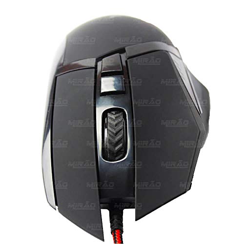 Mouse Gamer USB de Alta Precisão 2400DPI Peso Interno Cabo de Malha 1,5M LED RGB Botões Laterais GM-