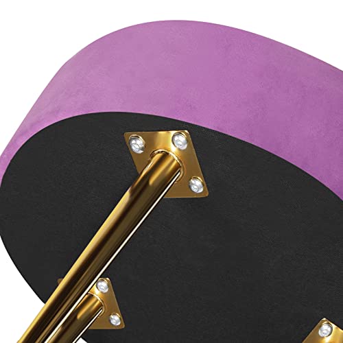 Magshion Modern Scalloped Back Accent Velvet Upholstered Armchair With Golden Legs And Soft Pillow With Footrest For Living Room, Comfy Vanity Chair, Purple #TOP5