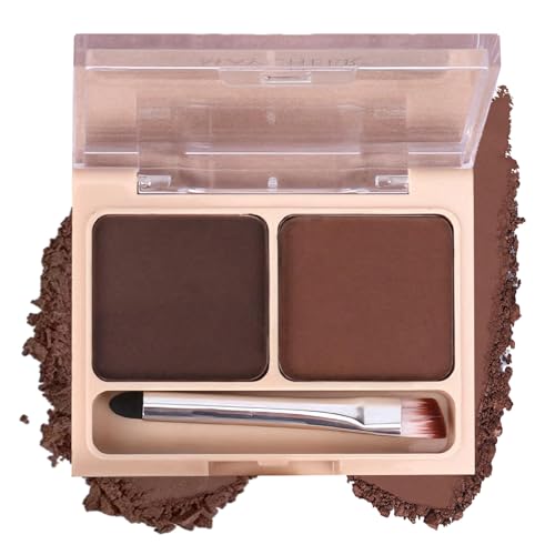 Image of Eyebrow Powder Makeup Kit with Waterproof Formula - Dual Color Brow Palette for Defined Soft Brows Long Lasting Natural Look Include Brush Easy to Use (Espresso Chestnut)