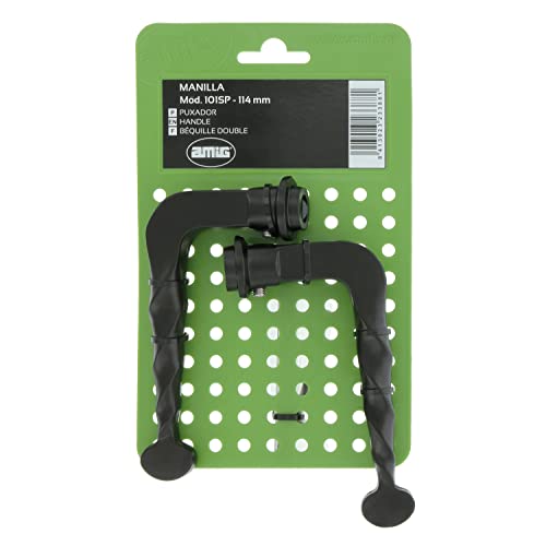 Miniatura 4 de Amig - Juego De 2 Manillas Decorativas Para Cancelas, Vallas O Puertas De Jardín Mod.101sp - Roseta Ø19 Mm - Tirador 114 Mm - Cuadradillo 8 Mm - Tipo Forja - De Zamak Acabado En Negro
