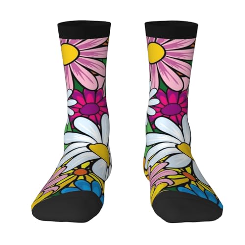 JDNFDR Calcetines de correr con dibujos animados de flores lindas y acogedoras, calcetines casuales para correr, tenis, voleibol