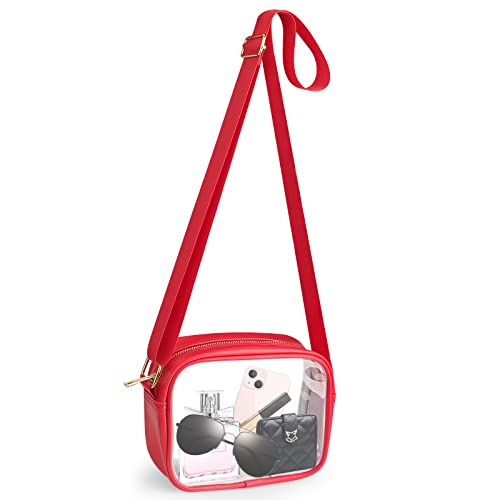 KETIEE Clear Crossbody Bag, Stadium Approved Clear Purse Bag for Concerts Sports Events Festivals Red-1
