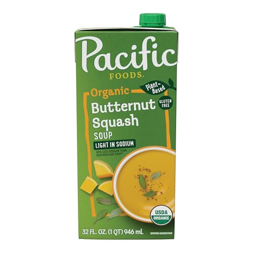 Pacific Foods Light in Sodium Organic Butternut Squash Soup, 32 oz Carton