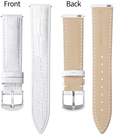 BINLUN Leather Watch Band Genuine Calfskin Replacement Watch Strap Quick Release Crocodile Pattern 10 Colors 13 Sizes for Men Women（White,18MM）