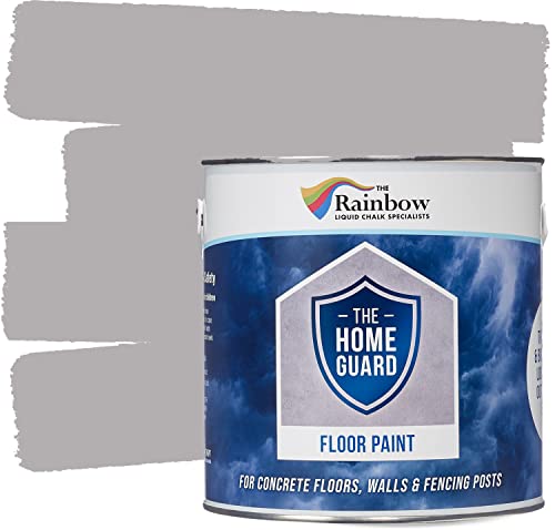 RAINBOW CHALK MARKERS LTD HOME GUARD FLOOR PAINT Hard Wearing Water-Based Paint that is ideal for Interior and Exterior Concrete, Patio Floors. Satin Finish (2.5 Litre, Light Grey)