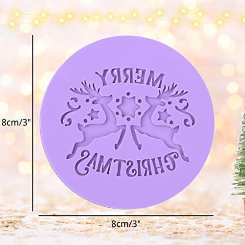 Crethink Christmas Fondant Embosser 3D Design Merry Christmas and Reindeer Shape Cookie Stamp for Baking Cookies,Decorating Cake/Sugar Paste/Cupcake