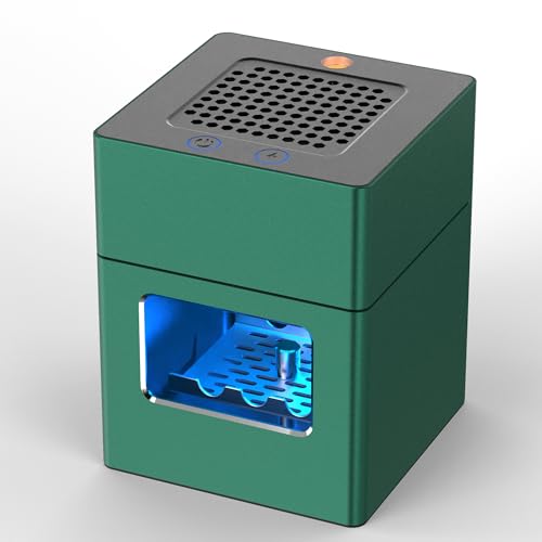 Aluminum Housing Smokeless Ashtray, Multifunctional 3 in 1 Smoke Ashtray with Cigarette Lighter & USB Rechargeable, HEPA Filter Reduce Smoke, Home or Office (Green)