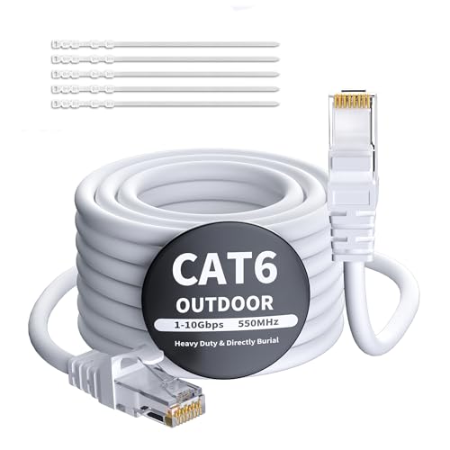 Mygatti CAT 6 Ethernet Kabel 15 Meter-Weiß für Außen&Innenbereich,wasserdicht,direkte Verlegung,Gigabit Netzwerkkabel,UTP,CCA,RJ45-LAN-Patchkabel für POE-Kamera,Router,Modem,Switch+25 Kabelbindern Mygatti CAT 6 Ethernet Kabel 15 Meter-Weiß für Außen&Innenbereich,wasserdicht,direkte Verlegung,Gigabit Netzwerkkabel,UTP,CCA,RJ45-LAN-Patchkabel für POE-Kamera,Router,Modem,Switch+25 Kabelbindern
