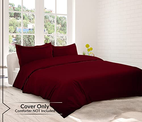 Image of ROYALE LINENS Burgundy Duvet Cover Twin Size - 2 Piece Bedding Comforter Covers - Zipper Closure - 1 Twin Duvet Cover 68x90 inches and 1 Pillow Sham - No Comforter Included