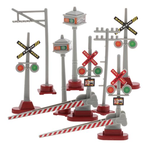 VOSAREA 8pcs Model Train Traffic Lights Railroad Mini Signal Light Micro Landscape Light Crossing Sign Model...