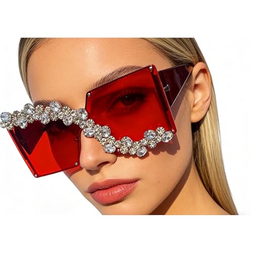 Image of mincl /Oversized Shield Sunglasses Woman 2019 Fashion Luxury Shades UV400 Vintage Flat Top Futuristic Sunglasses