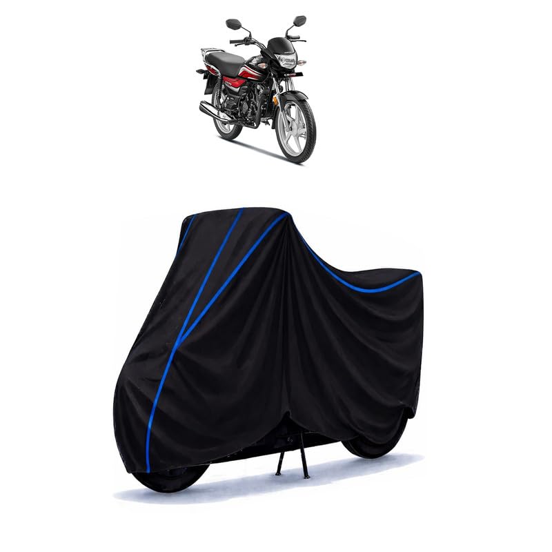Image of CD Bike Cover Water Resistant Universal Motorcycle Rain | Heavy Duty UV Protection, Dust, Scratch Indoor Outdoor All Weather with Black Blue Piping Elastic