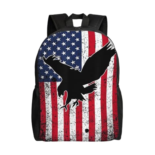 american flag eagle patriotic usa Backpack Simple Leisure Travel Backpack Outgoing Daypack 16 inch