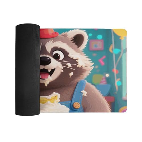 Desk Pad Protector 24x12 Inch Extended Cute Raccoon miniatura 3