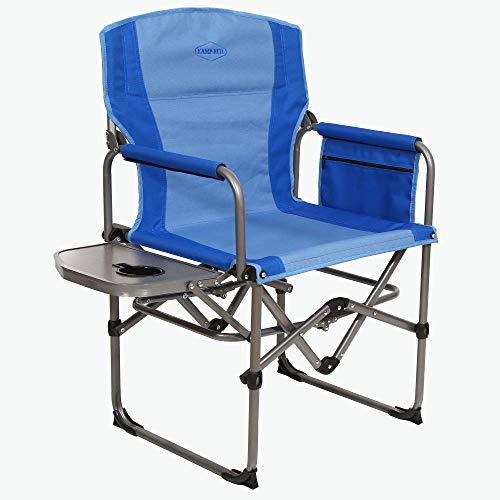 Kamp-Rite KAMPCC406 Compact Director's Chair Outdoor Furniture Camping Folding Sports Chair with Side Table and Cup Holder, 2 Tone Blue