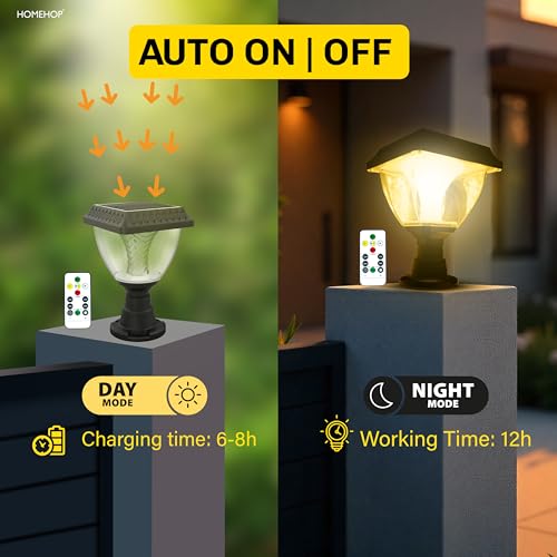 Image of Homehop Solar Light Outdoor Home Garden Automatic 10W LED Main Entrance | Solar Gate Light Waterproof Decorative Wireless Post Lamp for Pillar, Compound Wall Dusk to Dawn( ABS+PC, Multicolour)