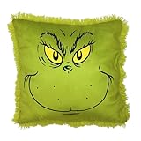 Franco Cuddle Buddy, Regular, Grinch Faux Fur Dec Pillow, 18 in x 18 in