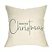 Softxpp Merry Christmas Throw Pillow Cover, Decorative Xmas Sign Rustic Cushion Case, Farmhouse Home Winter Decoration Holiday Square Pillowcase Decor for Sofa Couch 18'' x 18'' Inch Cotton Linen