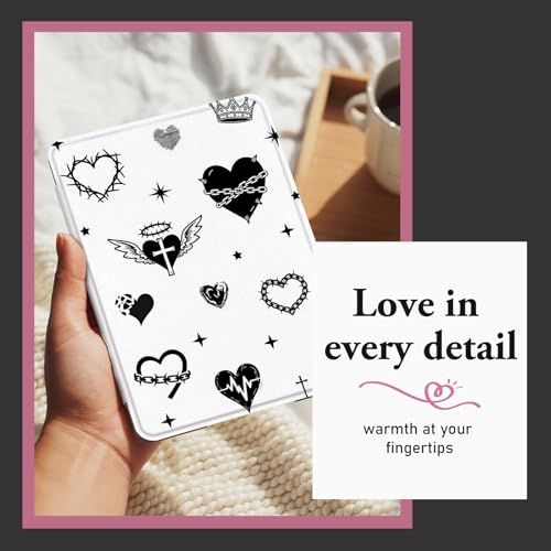 Image of CoBak Lightweight Stand Cute Case for 7 inch Kindle Paperwhite 12th Gen 2024 and Kindle Colorsoft with Right Hand Strap - Compatible with iPhone MagSafe, for Samsung /Anker Wireless Charging Pads