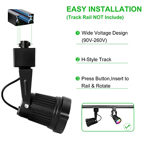 Intwell 12W Rgb Led Track Light Heads,Dimmable Color Changing Track Lighting Head For Accent Task,Retail,Art,Party,Game Room, H Type 120V Multi-Color Rgbw Ceiling Spotlight Halo Type 10 Pack (Black) #TOP7