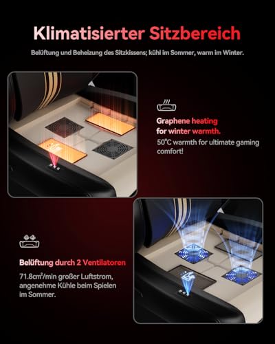 AutoFull M6 Ultra Gaming Stuhl, Gaming-Stuhl mit Massagefunktion, 720° Verstellbarer Armlehne, Auto Dynamic Tracking Lendenwirbelstütze, Ergonomischer Gaming Stühle mit Fußstütze, Schwarz – Bild 5