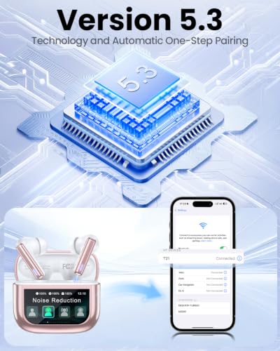 Image of ZIUTY Wireless Earbuds, ANC ENC Noise Cancelling Ear Buds with Touch Screen | 40H Stereo Bass, Bluetooth Headphones with Transparency Mode, IPX7 Waterproof, Clear Calls, 5 EQ for iOS Andoid,Pink