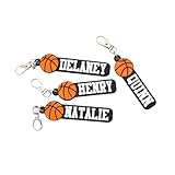 JJCuties Personalized basketball sports bag tag for water bottles, sports, gym, and bags. Custom keychain for coaches, atheletes, and team party gifts. (Basketball)