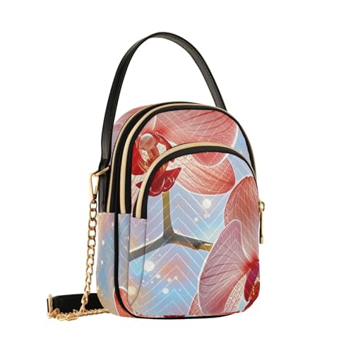 Womens Shoulder Handbags Tote Bag Quilted Purses for Women Orchid Print with Chain Strap for Shopping Office,Multi1