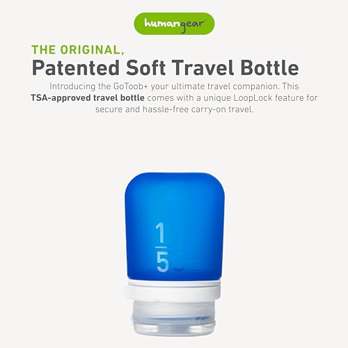 Image of humangear GoToob+ (Small) | Refillable Silicone Travel Bottle | Locking Lid | Food-Safe Material | Dark Blue, Small (1.7 fl.oz; 53ml)