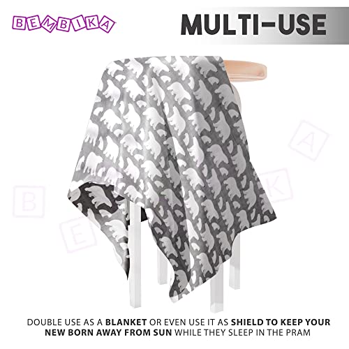 Image of BEMBIKA Bamboo Muslin Swaddle Wrap Baby 120X110 Cm Stroller Blanket Receiving Blanket for Newborn (Polar Bear)