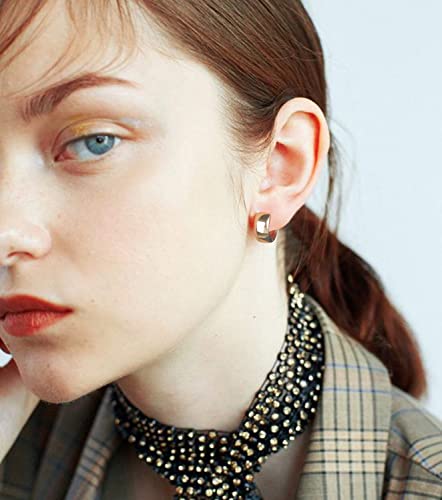 Gold Hoop Earrings Set 14k Real Gold Plated Huggie Earrings Hypoallergenic Chunky Twisted Thick Jewelry for Multiple Piercing Christmas Gift for Women4