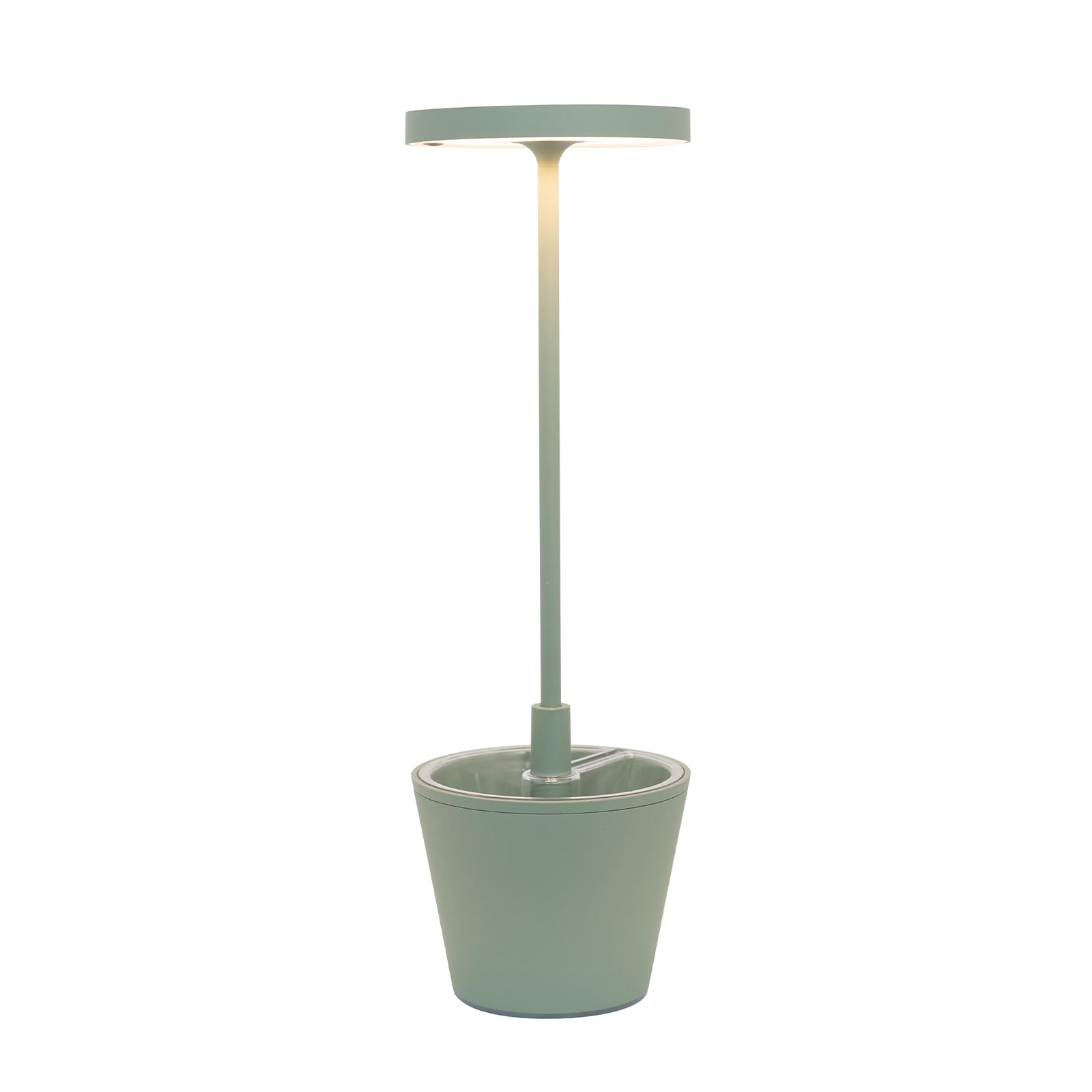 Zafferano, Poldina Reverso Lampe, Wiederaufladbare und Kabellose Tischlampe mit Touch Control, Geeignet für den Innen- und Außenbereich, Dimmer, 2200-3000 K, Höhe 35 cm, Farbe Salbei