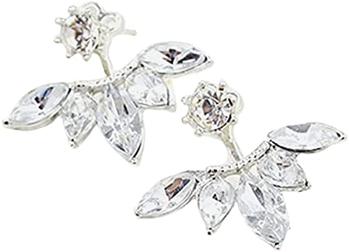 Pendientes de oreja delanteros y traseros de aleación, diseño de flores, joyería para mujer, color plateado, 1 par