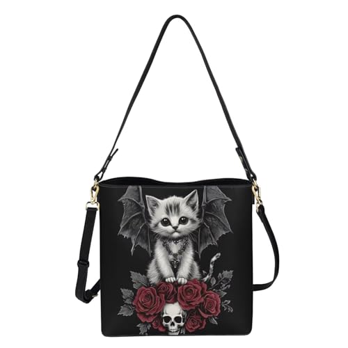 Image of HUGS IDEA Boho Bags for Women Leather Handbag Shoulder Bucket Crossbody Purse
