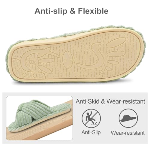 JIASUQI Women's Purple Faux Fur Criss Cross Open Toe House Slippers for Women4